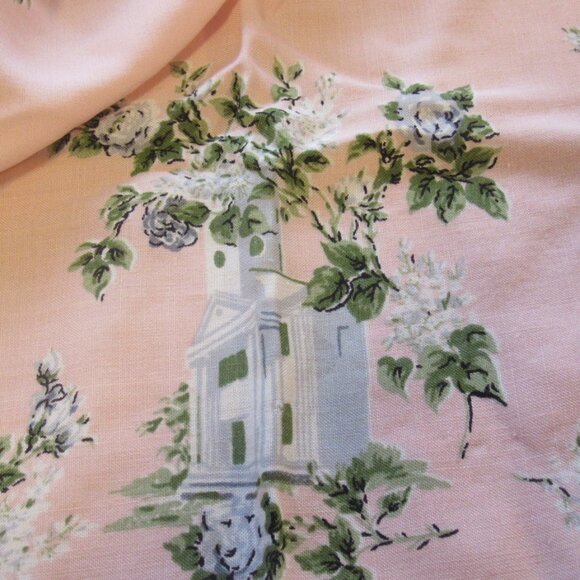Vintage Leacock Prints Pink 6 Gray Doorways Bridge Table Cloth,  35" x 35"  J123 - Picture 7 of 8